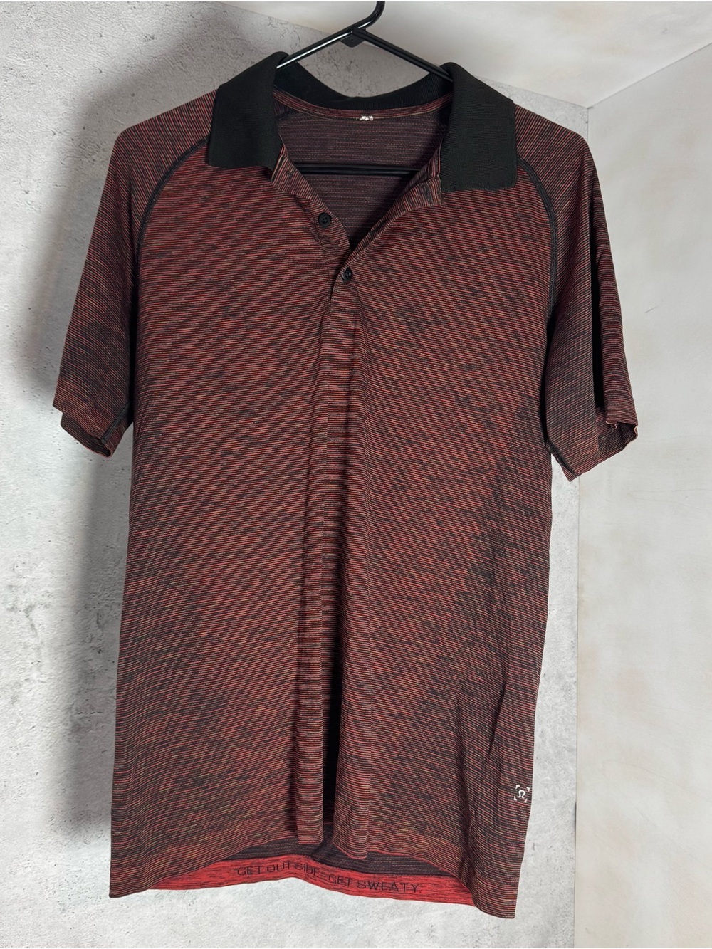 Lulu lemon Men's Performance Polo in Maroon Heather with Black Collar